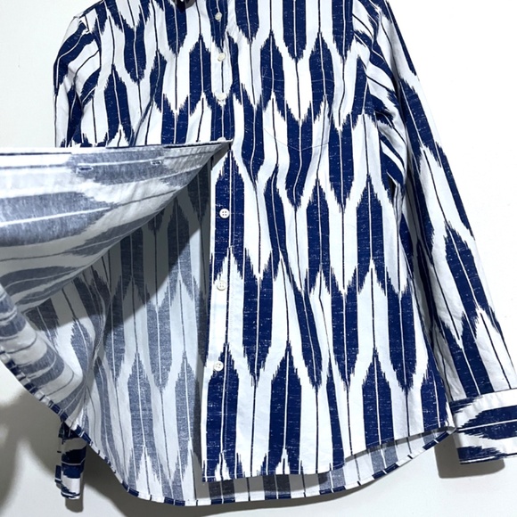 J.CREW Blue Patterned Oxford Button-Down Shirt M - Picture 4 of 10